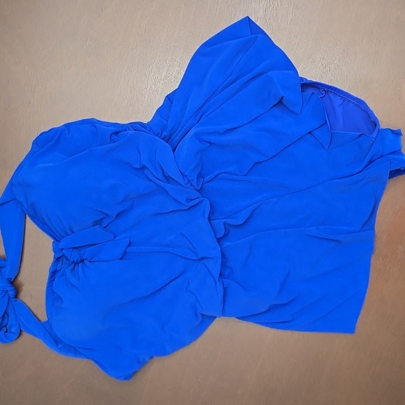 AQUA GREEN Royal Blue Halter Romper One Piece Swim Suit L - Picture 1 of 8